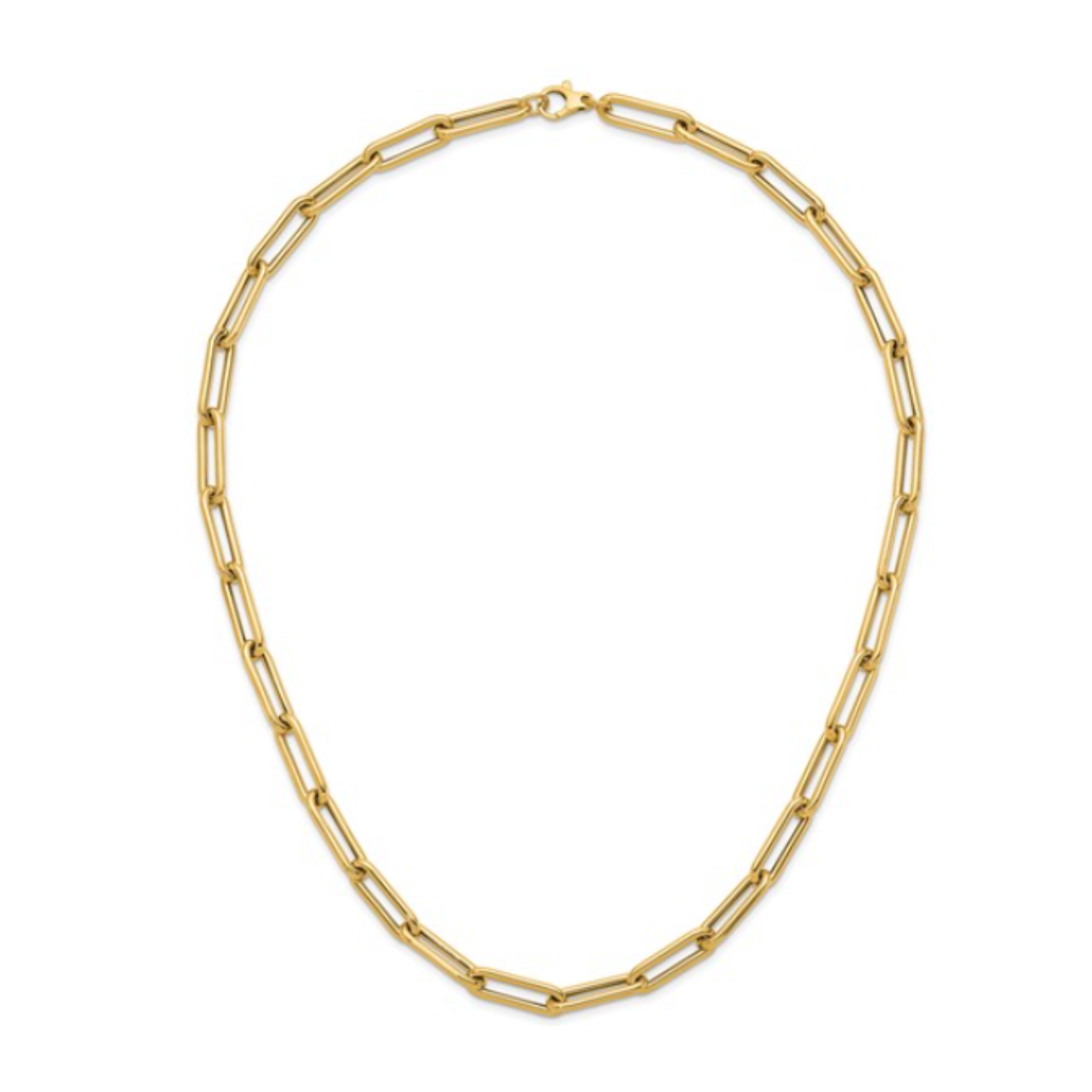 Polished Paperclip Link Chain Necklace