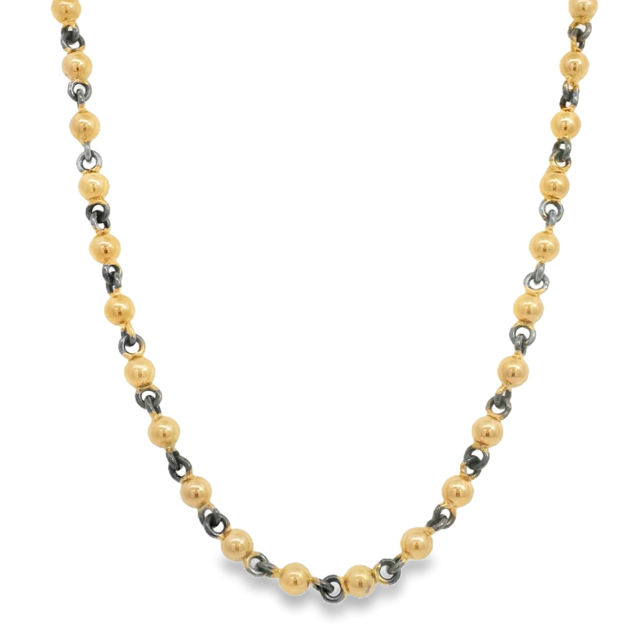 3mm Bead Chain Necklace with Rhodium Detailing