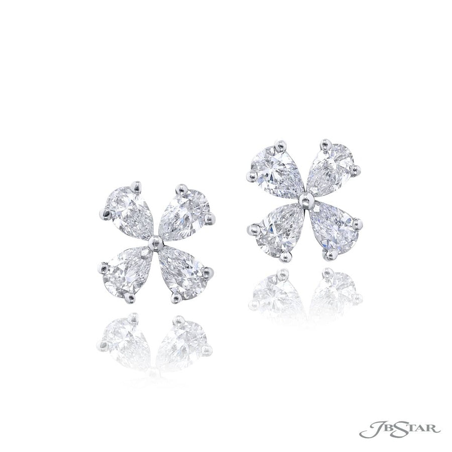 Floral Diamond Stud Earrings in Platinum