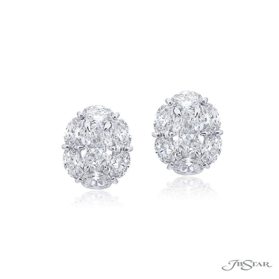 Timeless 1.00 ctw. GIA-Certified Oval Diamond Stud Earrings with Oval Diamond Halo in Platinum