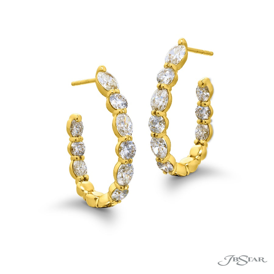 Classic Oval & Round Diamond Hoop Earrings