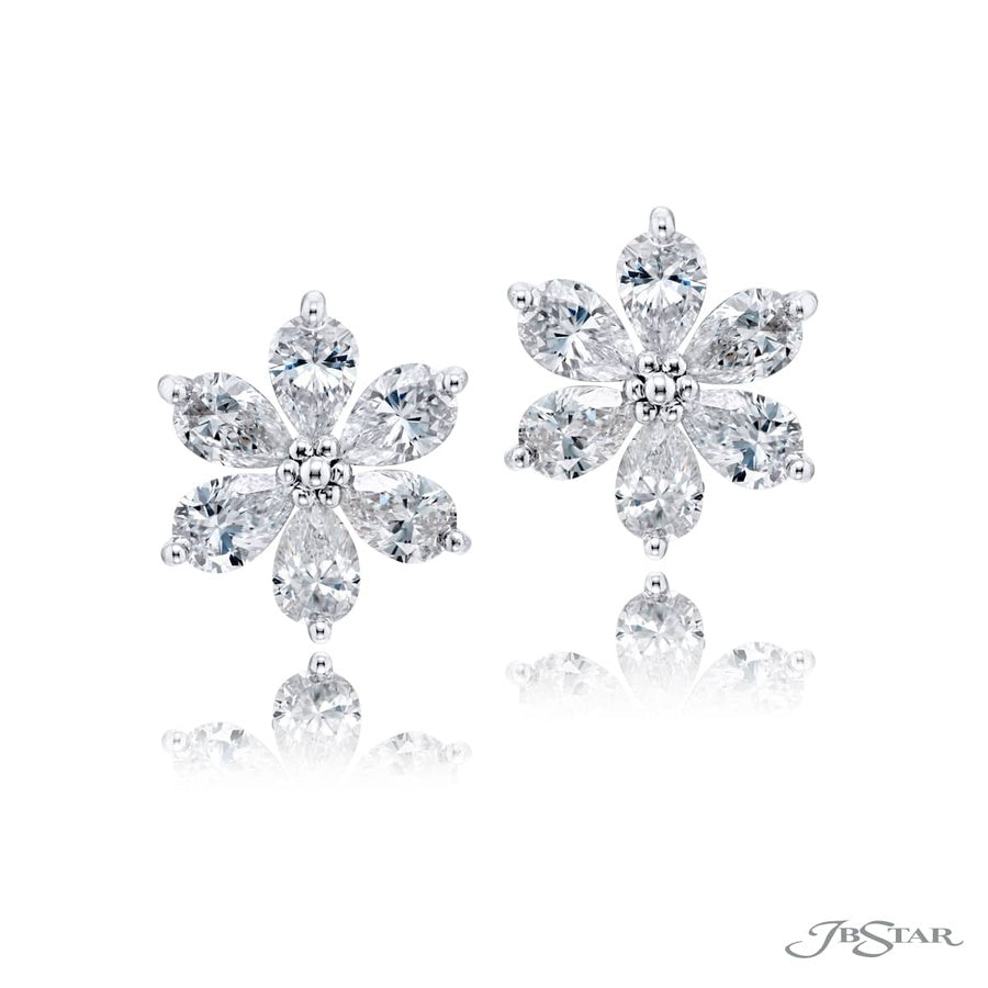 Timeless Floral Diamond Stud Earrings in Platinum