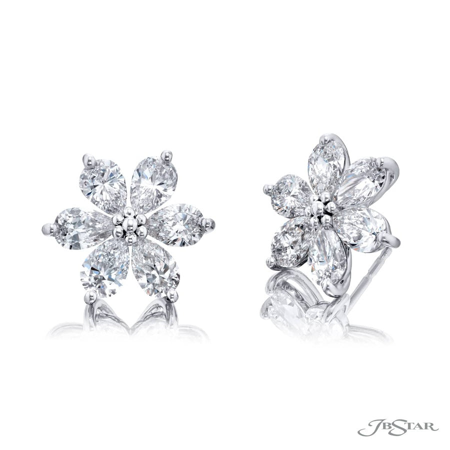 Timeless Floral Diamond Stud Earrings in Platinum