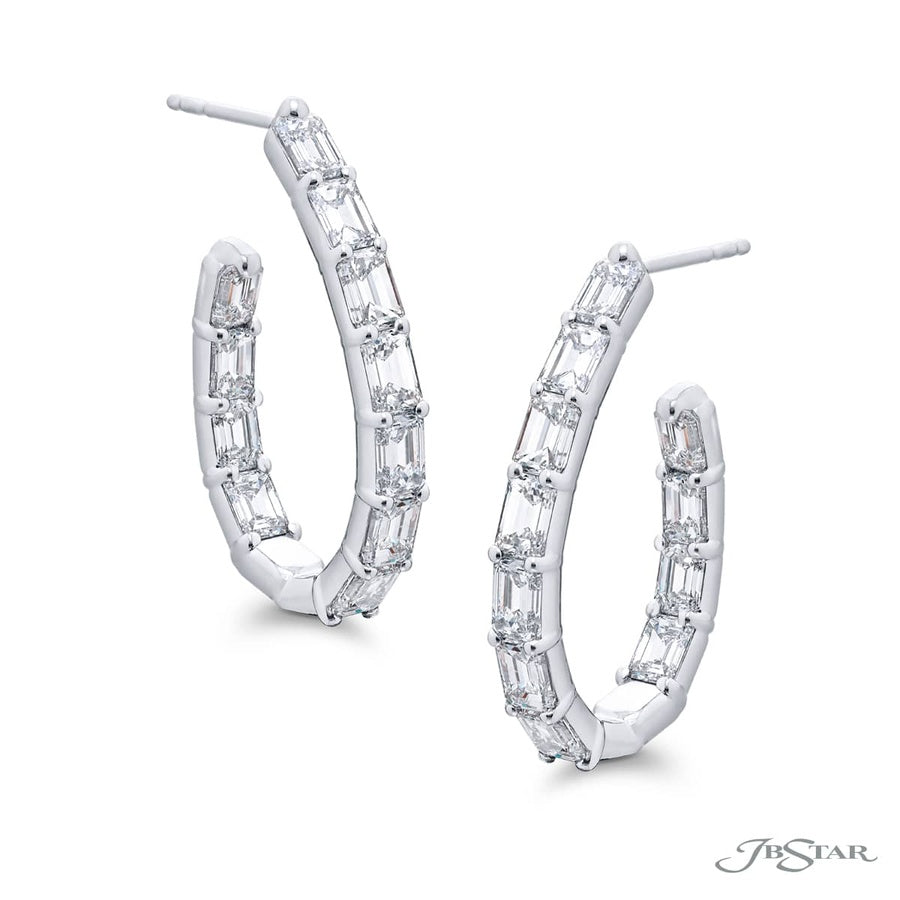 Classic 6.22 ctw Emerald-Cut Diamond Hoop Earrings in Platinum