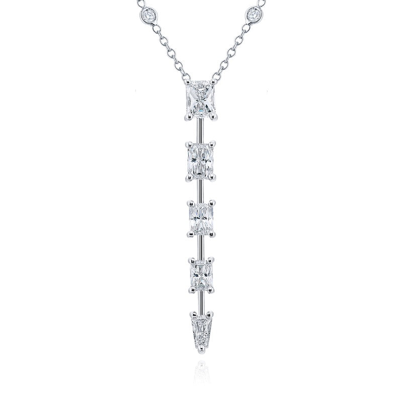 Platinum Radiant-Cut Diamond Drop Pendant