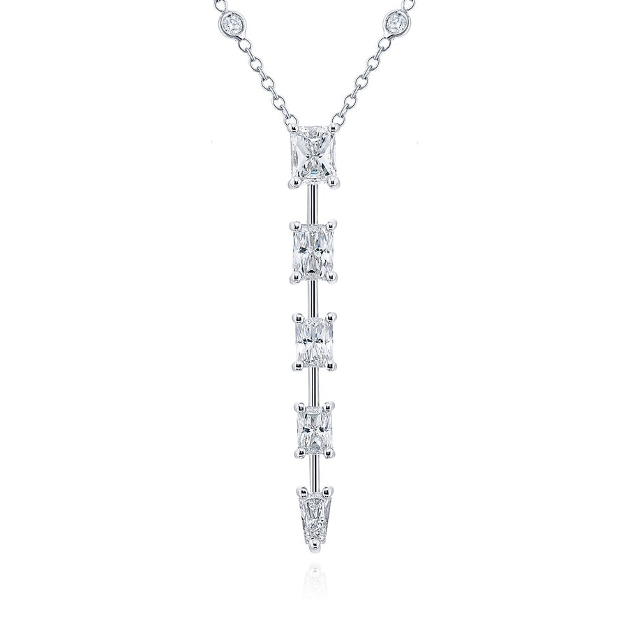 Platinum Radiant-Cut Diamond Drop Pendant