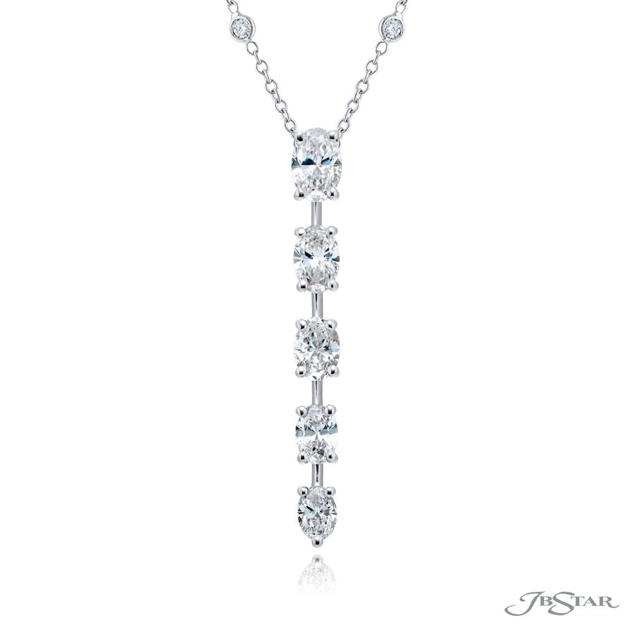 Exquisite Style: Our Timeless Diamond Drop Pendant ? Dazzling Oval Diamonds Handcrafted in Pure Platinum