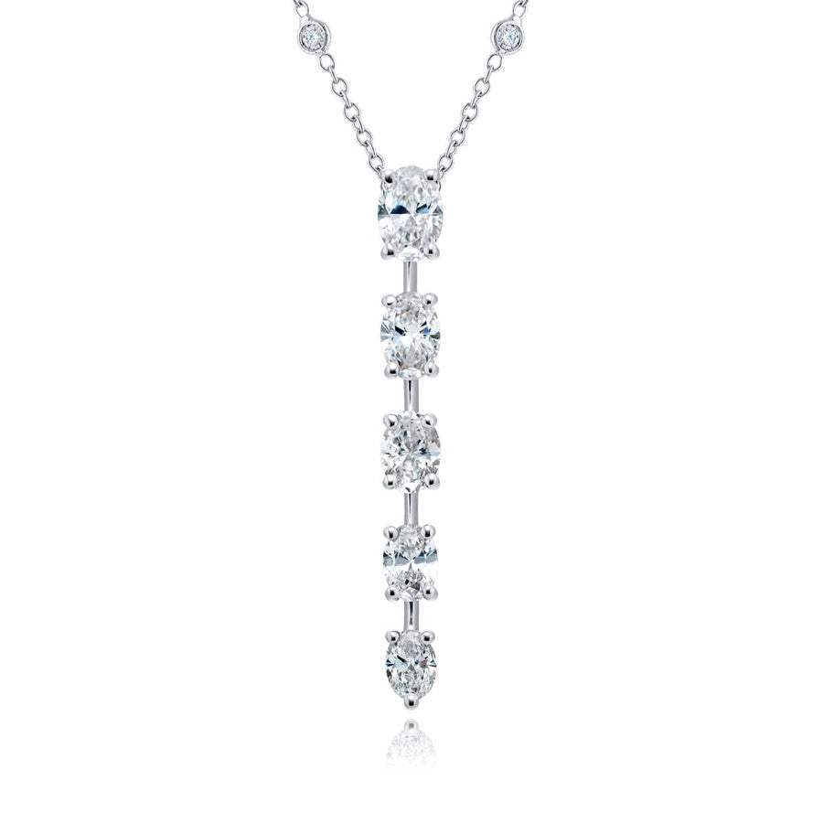 Platinum Oval Diamond Drop Pendant