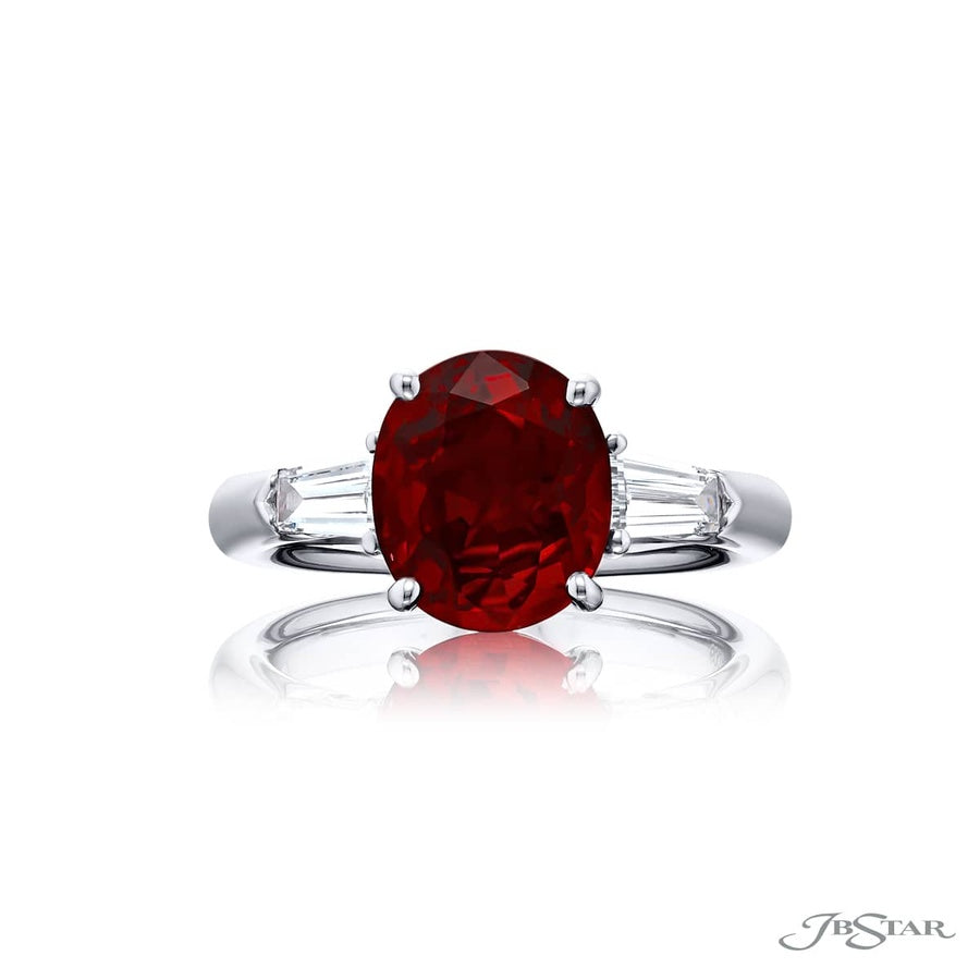 3.70 ct. Certified Oval Ruby & Kite Diamond Ring in Platinum