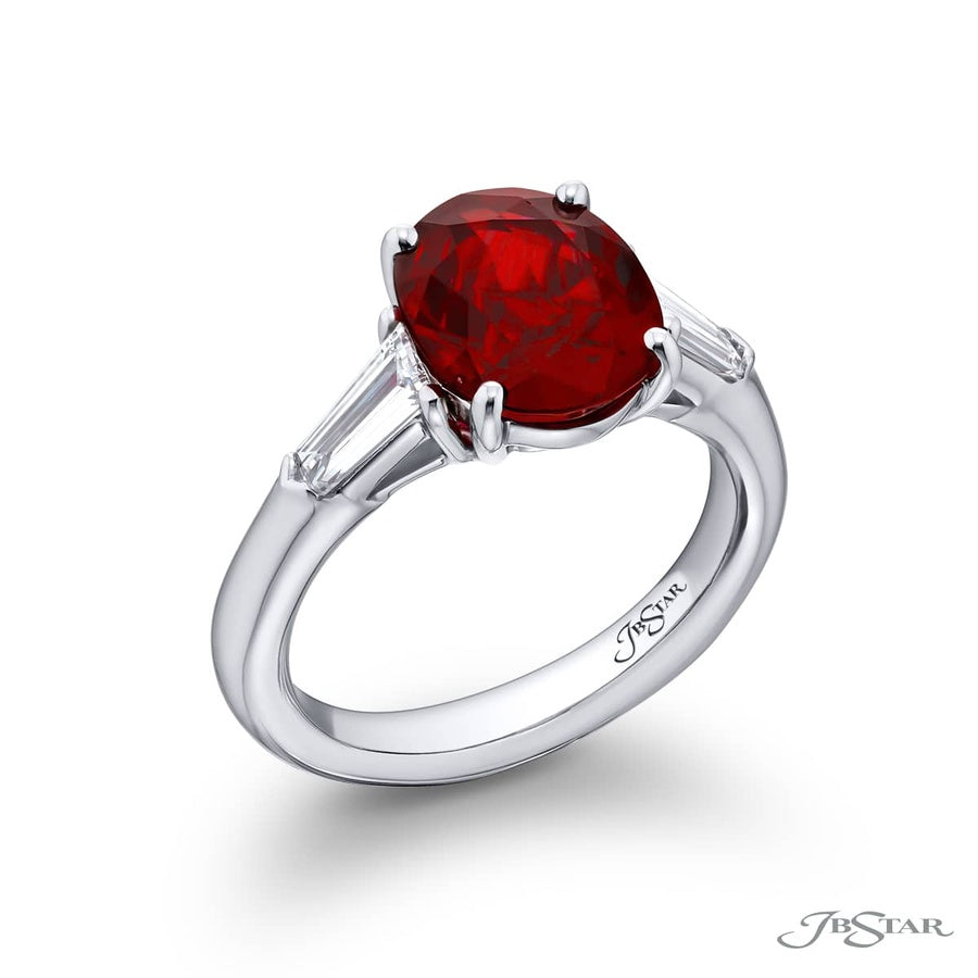 3.70 ct. Certified Oval Ruby & Kite Diamond Ring in Platinum