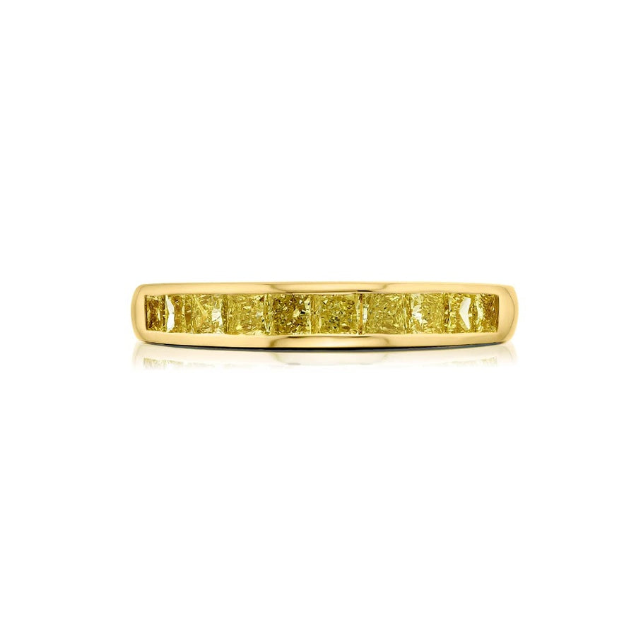 18K Yellow Gold Princess-Cut Fancy Yellow Diamond Single-Row Channel Set Band