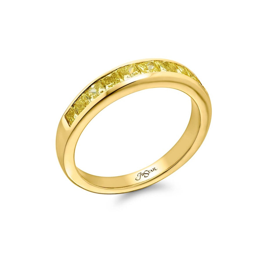 18K Yellow Gold Princess-Cut Fancy Yellow Diamond Single-Row Channel Set Band