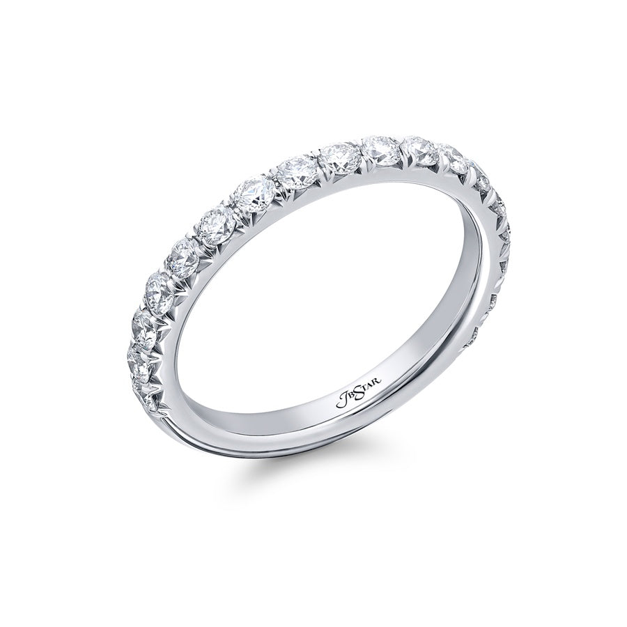 Platinum Round Diamond Single-Row Band