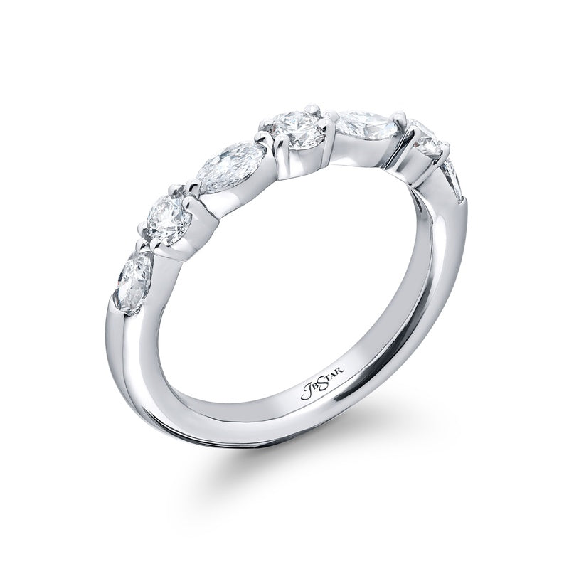 Platinum Marquise and Round Diamond Single-Row East-West Band