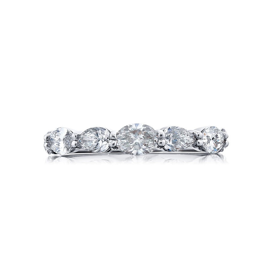 Platinum Marquise and Pear-Shaped Diamond Single-Row East-West Band