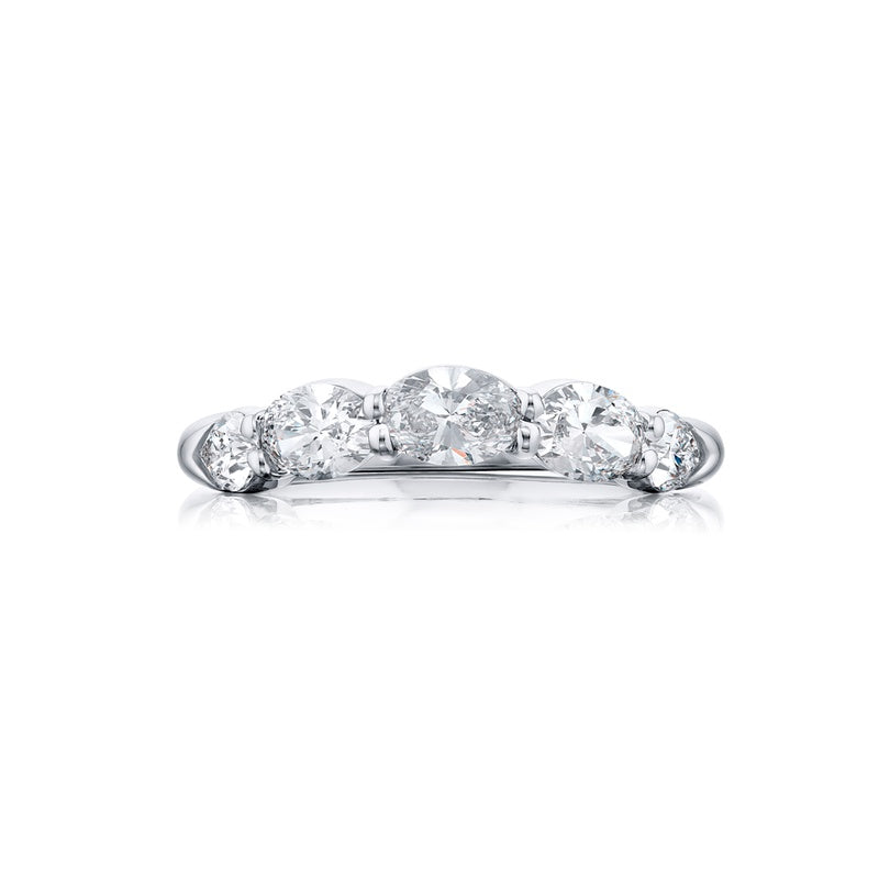 Platinum Oval and Pear-Shaped Diamond Single-Row Band