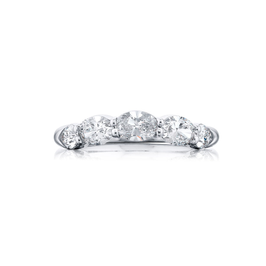 Platinum Oval and Pear-Shaped Diamond Single-Row Band