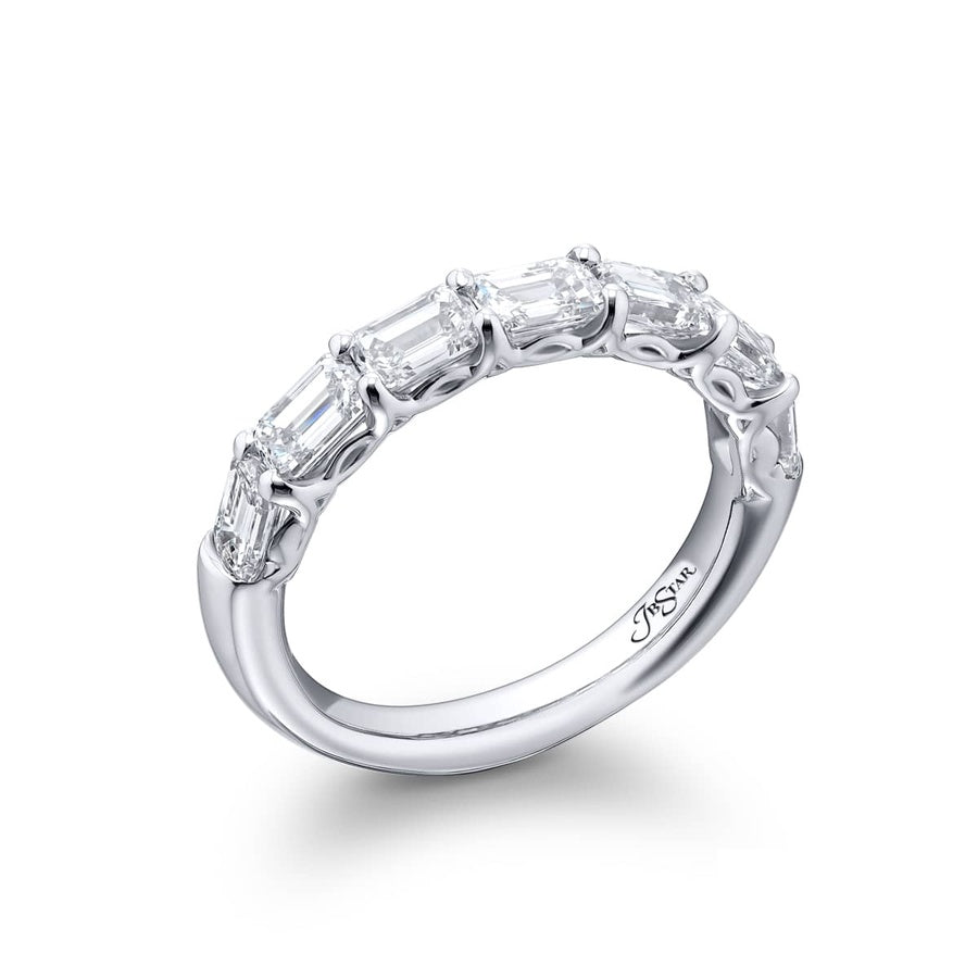 Platinum Emerald-Cut Diamond Single-Row East-West Band