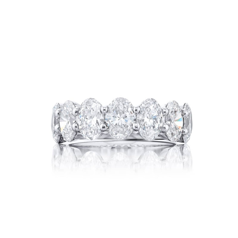 Platinum Oval Diamond Single-Row GIA Certified Band