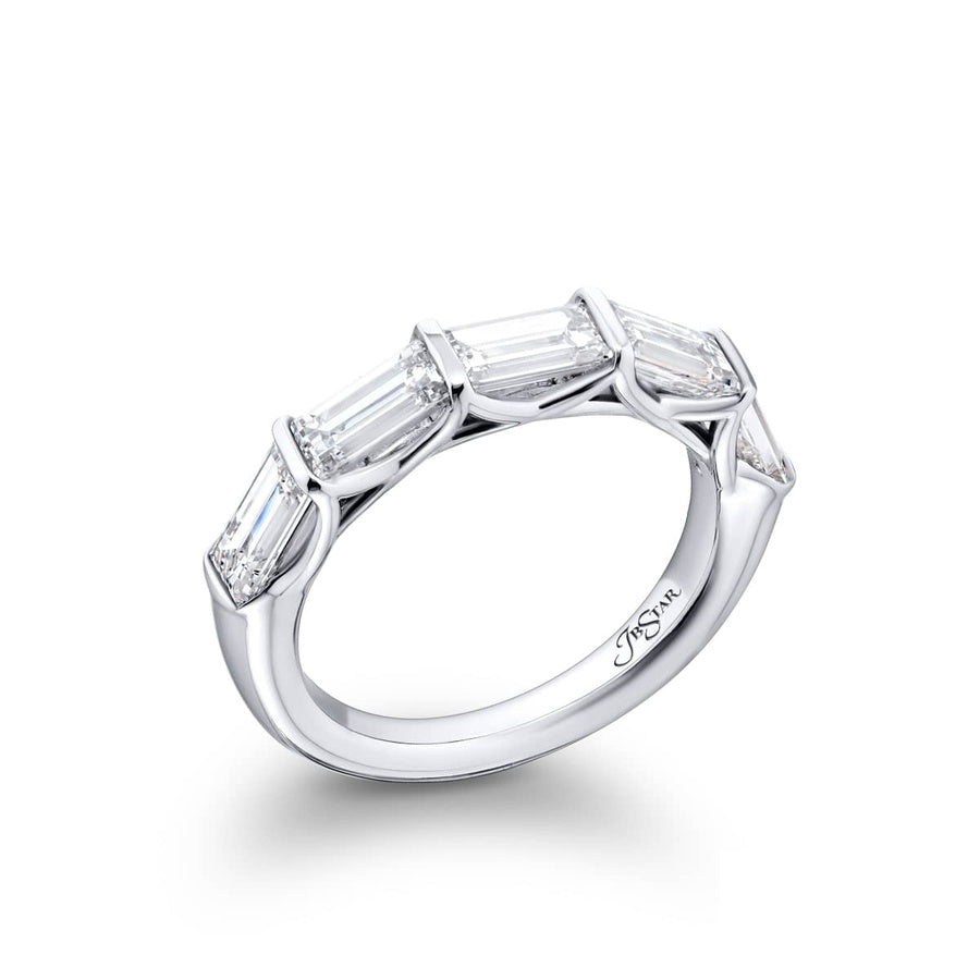 Platinum Straight Baguette Diamond Single-Row East-West GIA Certified Band