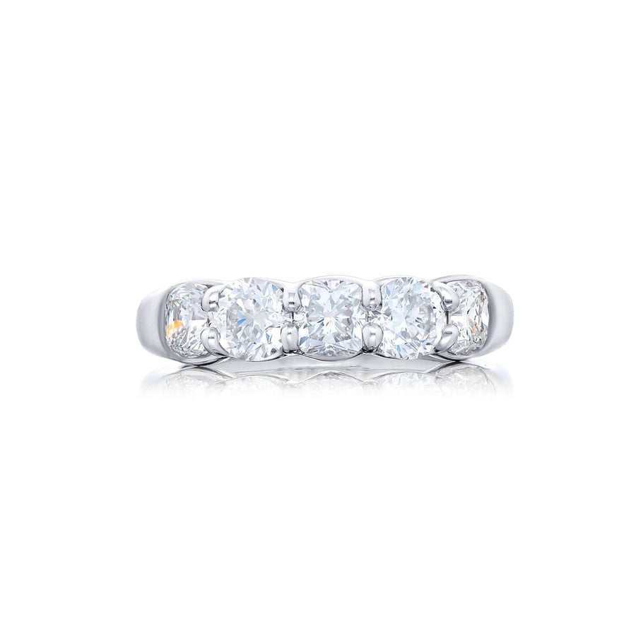 Platinum Cushion-Cut and Round Diamond Single-Row Band