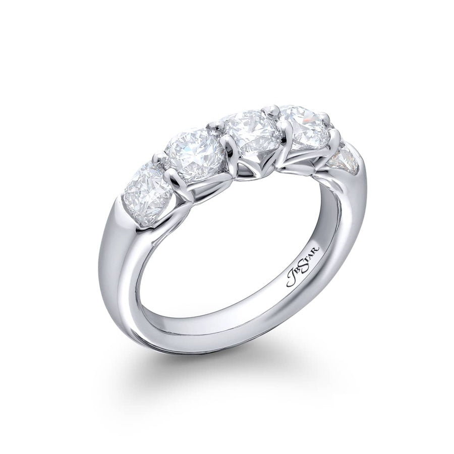Platinum Cushion-Cut and Round Diamond Single-Row Band