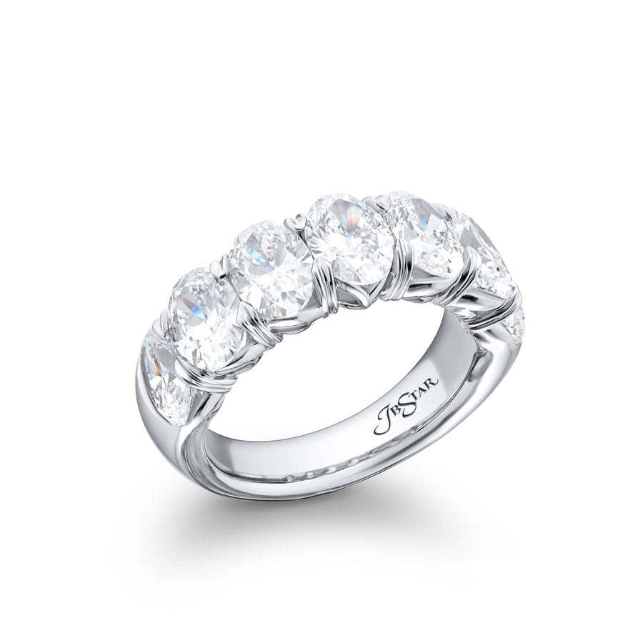 Platinum Oval Diamond Single-Row GIA Certified Band