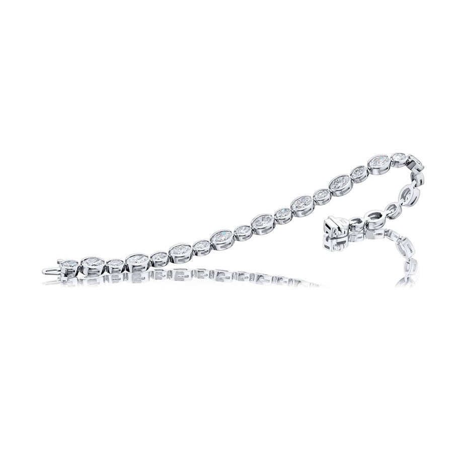 Platinum Oval Diamond East-West Bezel Bracelet