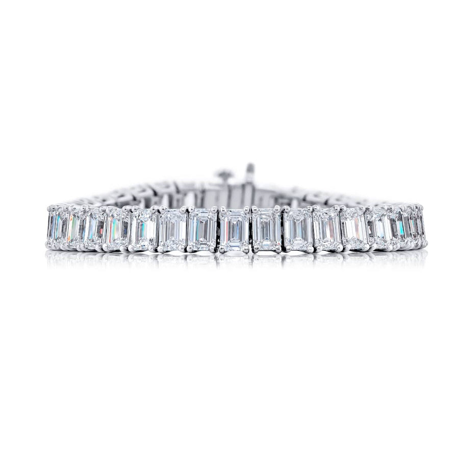 Platinum Emerald-Cut Diamond Certified Bracelet
