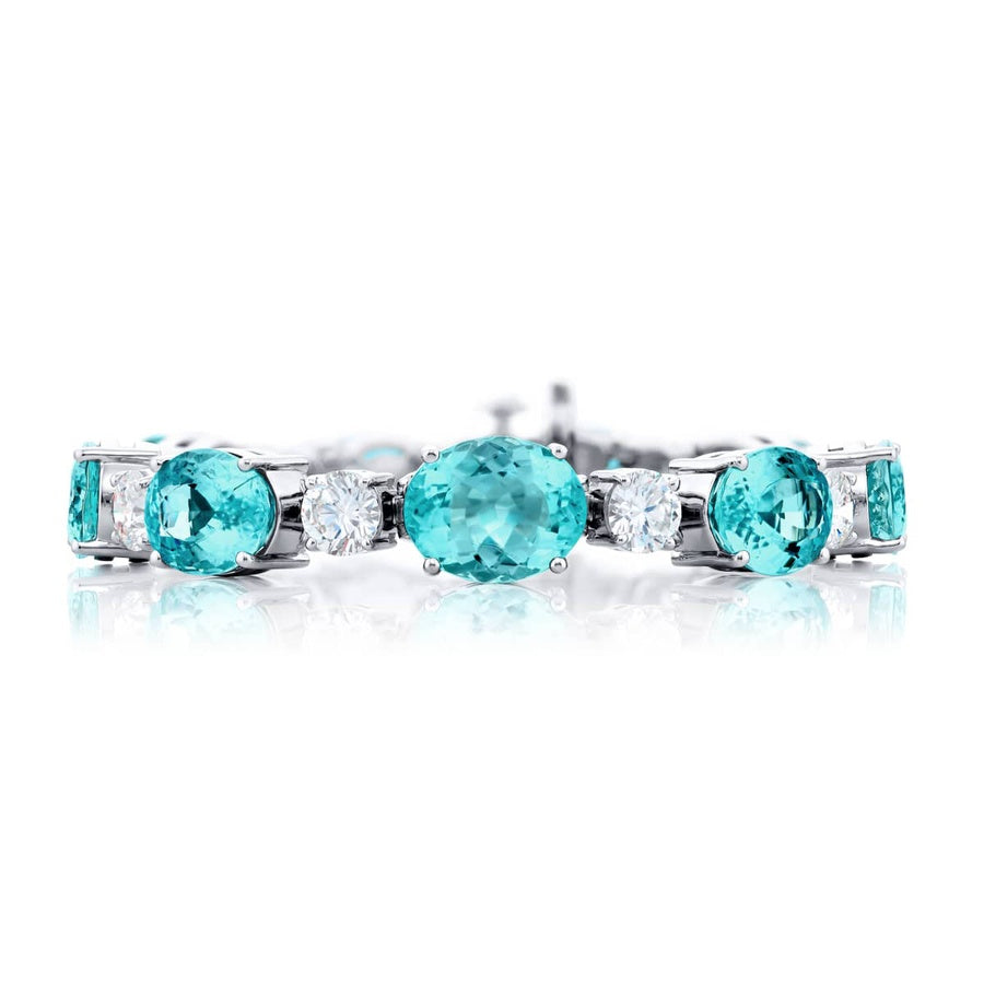 Platinum Oval Paraiba Certified Bracelet