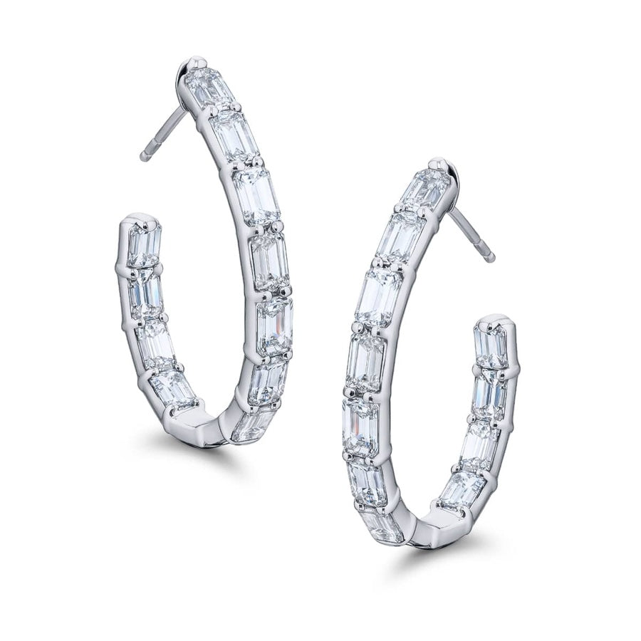 Classic 6.77 ctw. Emerald-Cut Diamond Hoop Earrings
