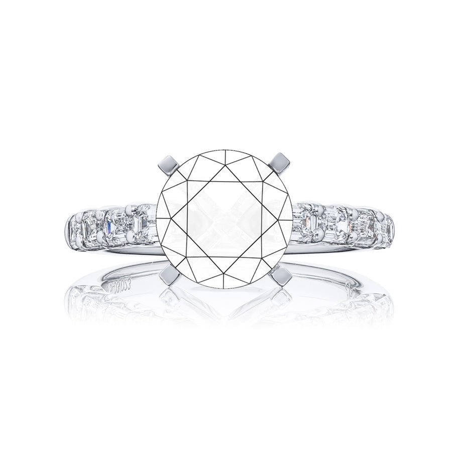 Platinum Emerald-Cut Diamond East-West Semi-Mount
