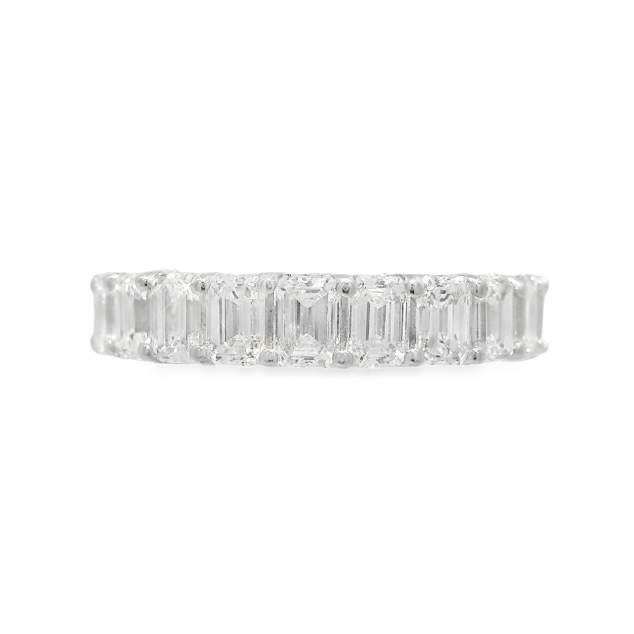 Emerald Cut Shared Prong Diamond Anniversary Band