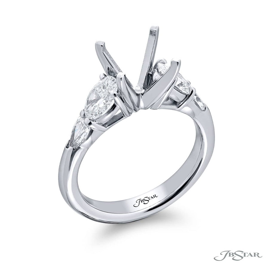 Platinum Oval & Pear-Shaped Diamond Semi-Mount