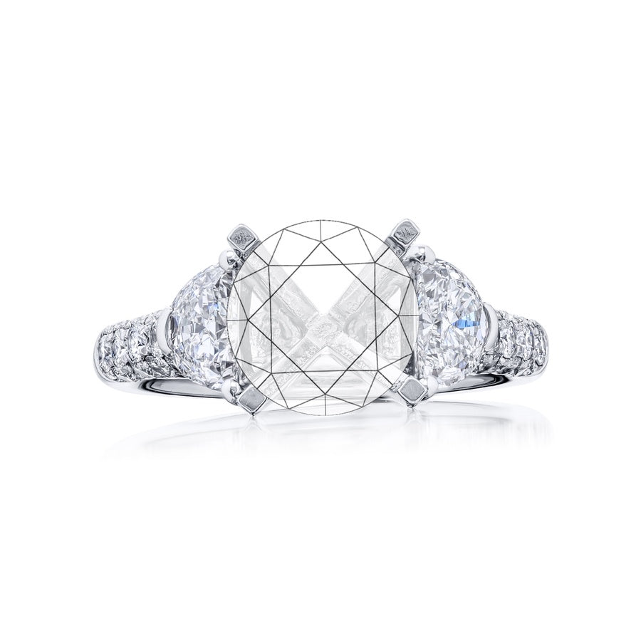 Platinum Half-Moon Diamond Micro Pave Semi Mount