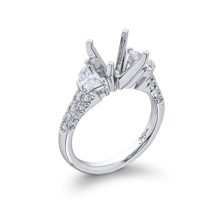 Platinum Half-Moon Diamond Micro Pave Semi Mount