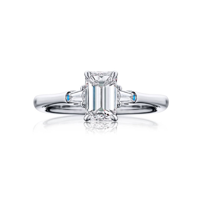 Platinum Emerald-Cut Diamond GIA Certified Engagement Ring