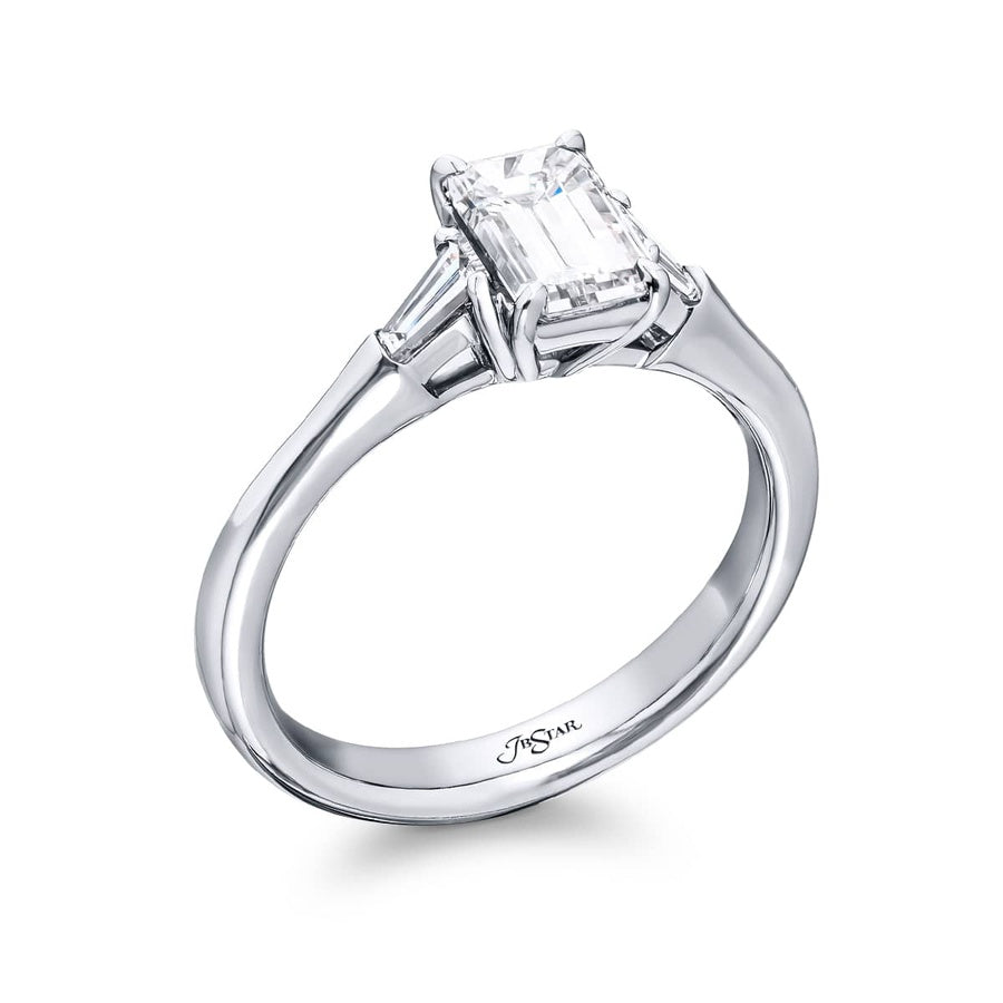 Platinum Emerald-Cut Diamond GIA Certified Engagement Ring