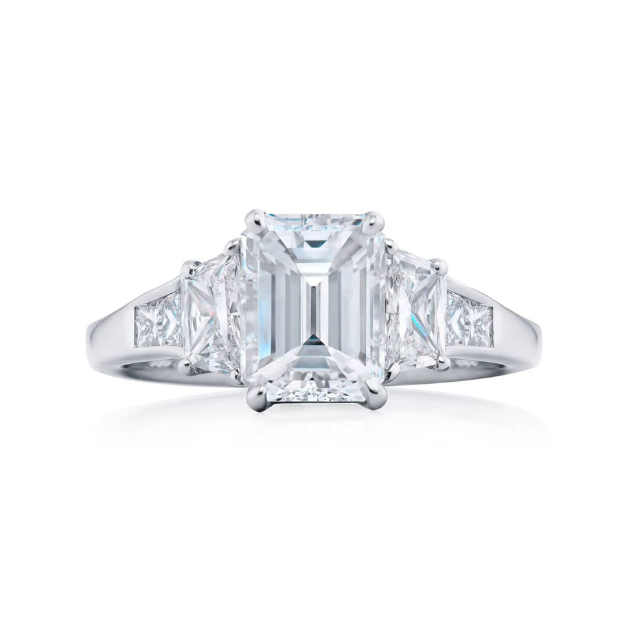 Platinum Emerald-Cut Diamond GIA Certified Engagement Ring