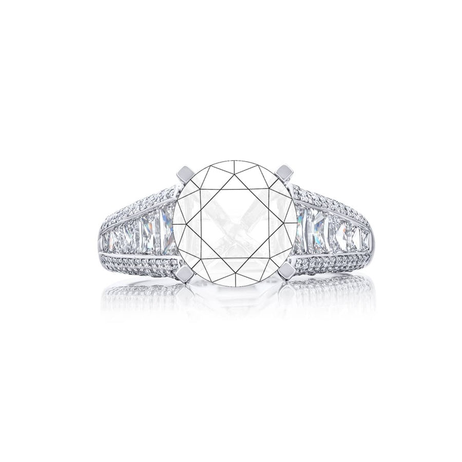 Oval Topaz And Trapezoid Ring In Pave Setting Plat 18KY Gold