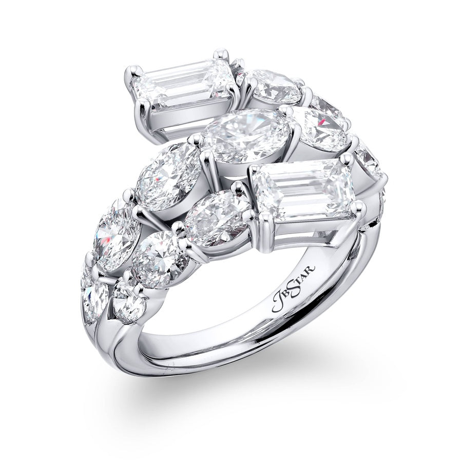 Platinum Emerald-Cut Diamond Certified Twogether Ring