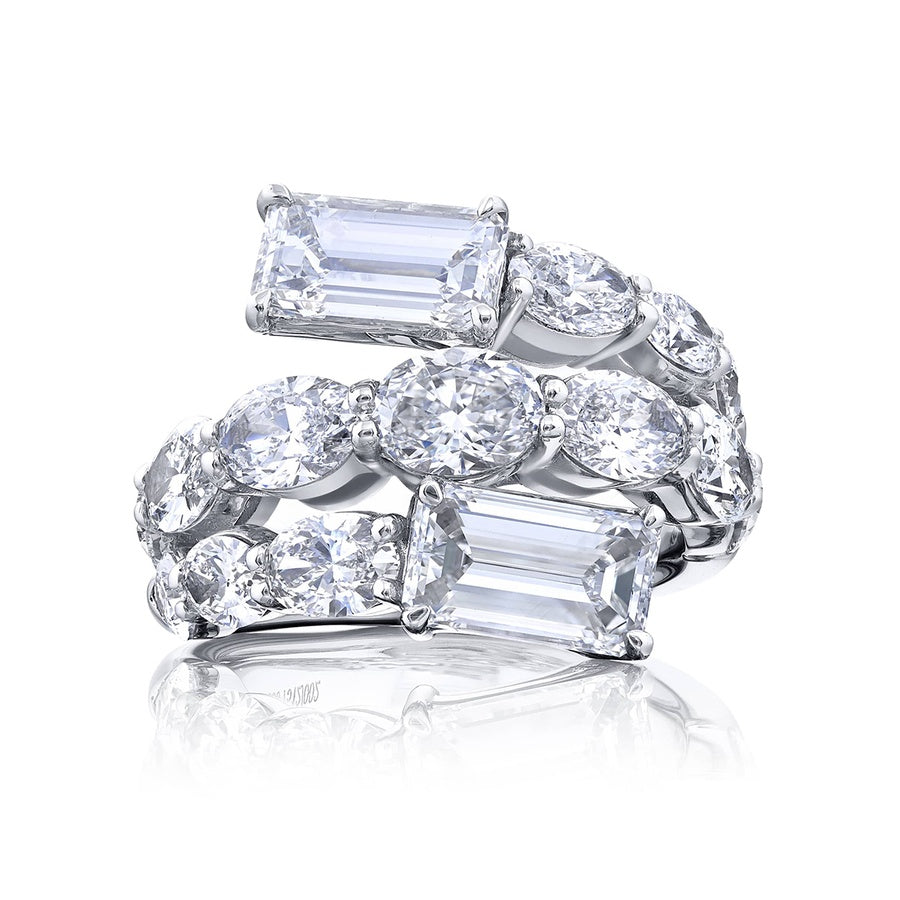 Platinum Emerald-Cut Diamond Certified Twogether Ring