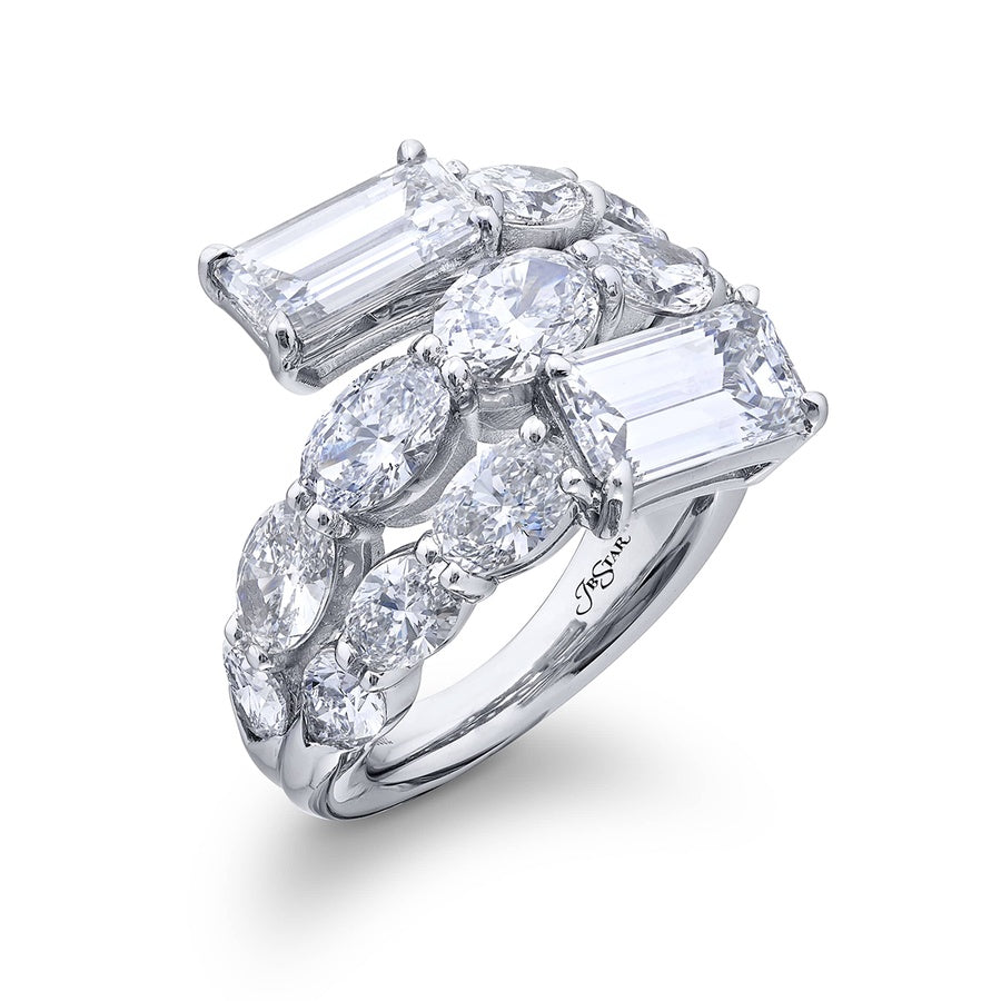 Platinum Emerald-Cut Diamond Certified Twogether Ring