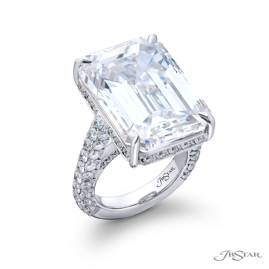 Platinum Emerald-Cut Diamond GIA Certified Engagement Ring