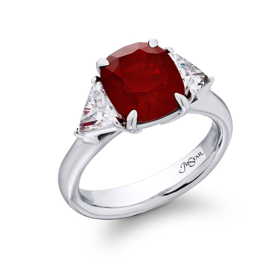 Platinum Cushion-Cut Burmese Ruby Certified Ring
