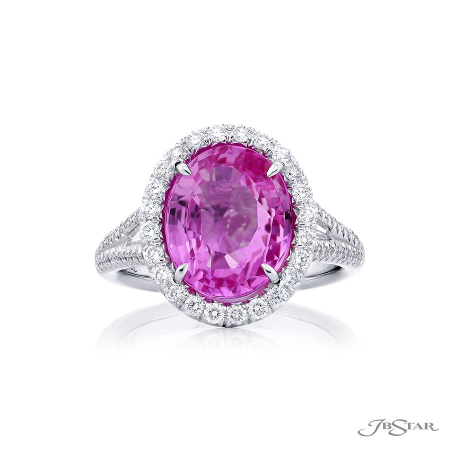 5.52 ct. Oval Pink Sapphire & Diamond Ring in Platinum