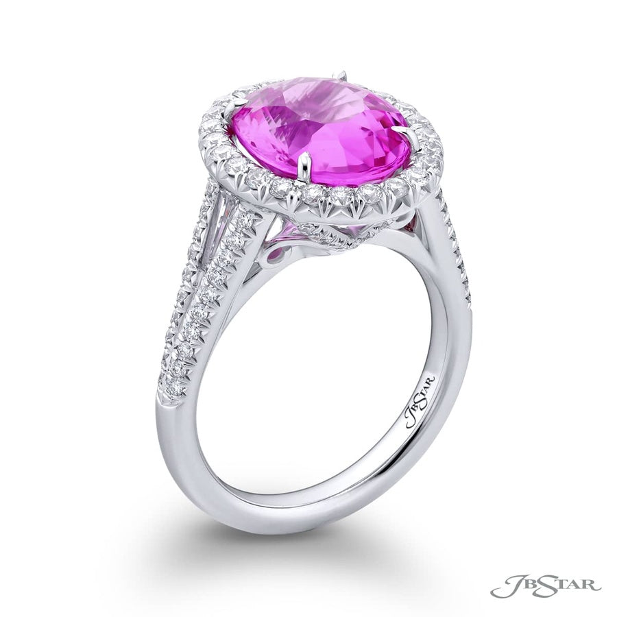 5.52 ct. Oval Pink Sapphire & Diamond Ring in Platinum