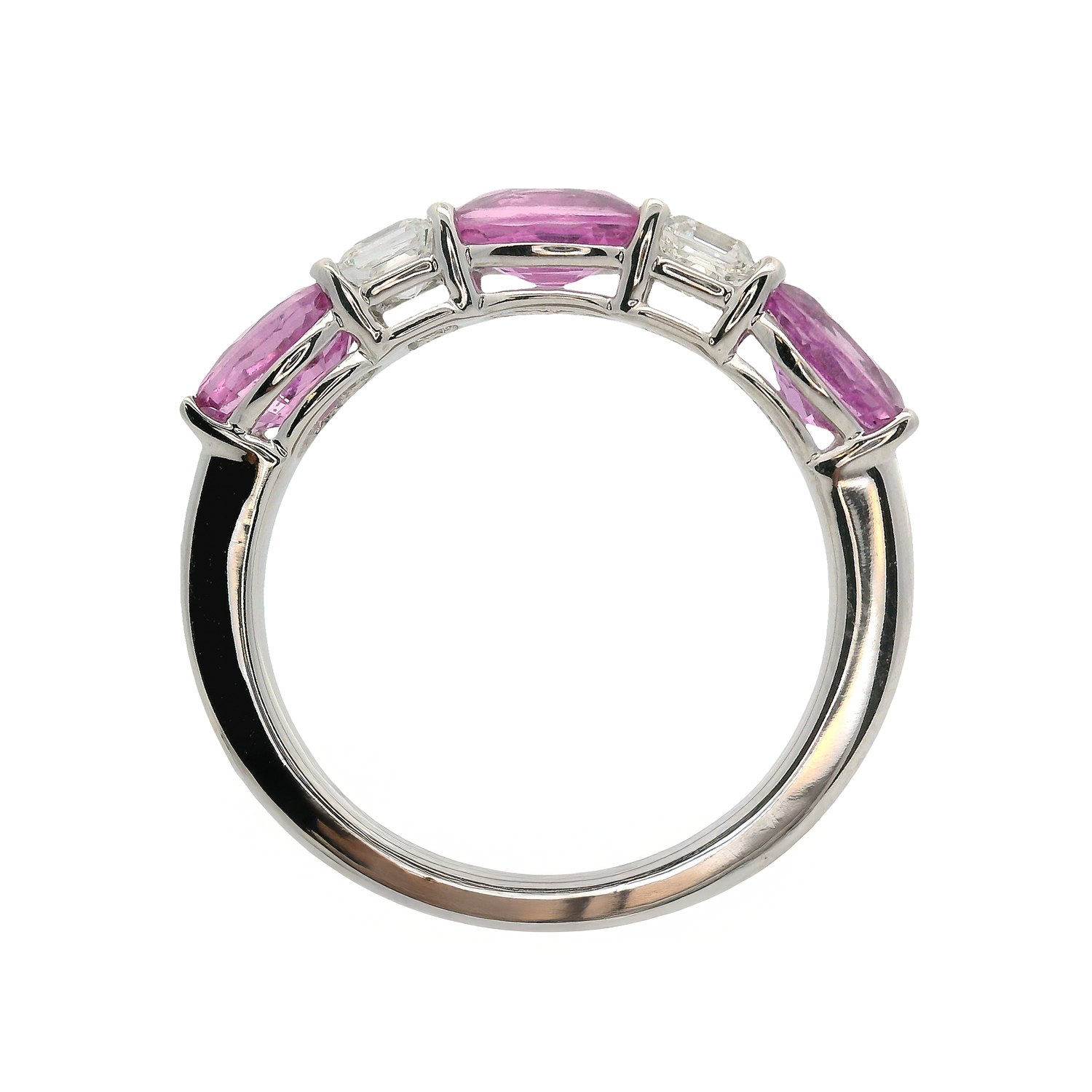 Alternating East/West Pink Sapphire and Diamond Band