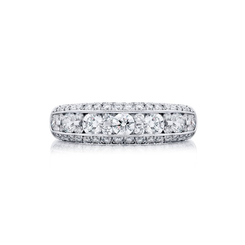 Platinum Round Diamond Single-Row Channel Set Micro Pave Band