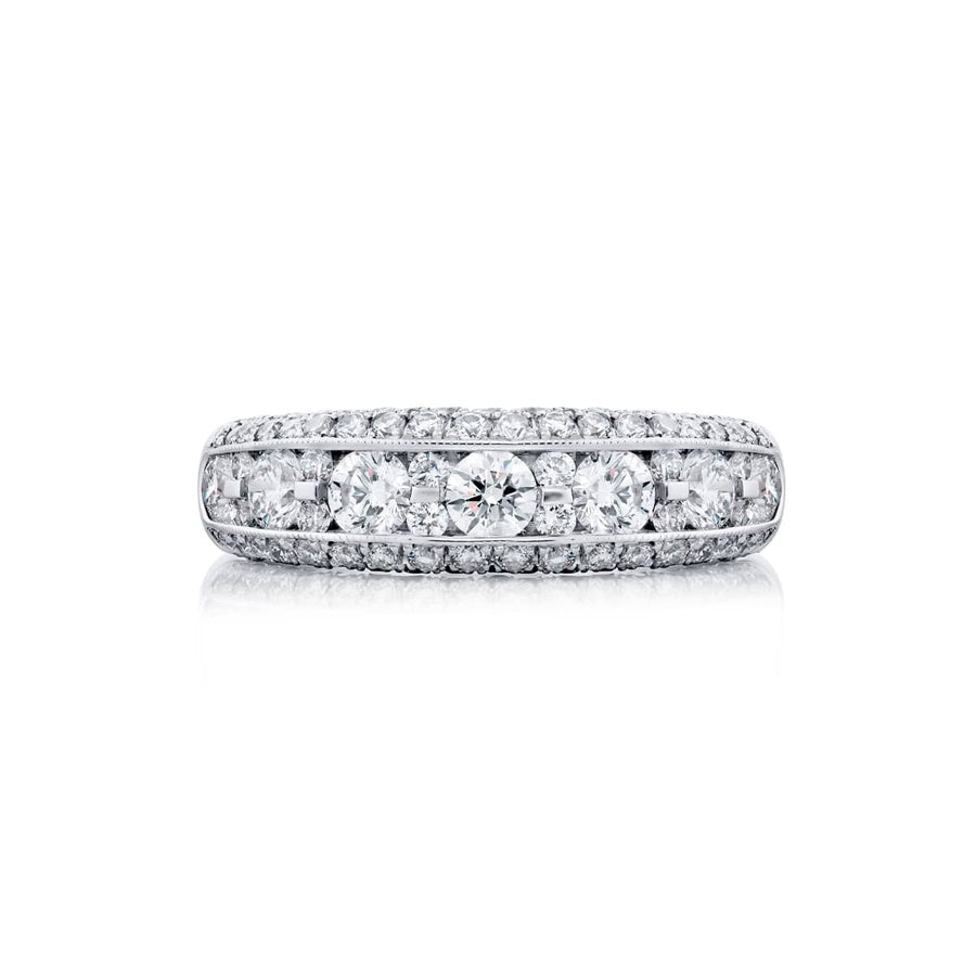 Platinum Round Diamond Single-Row Channel Set Micro Pave Band
